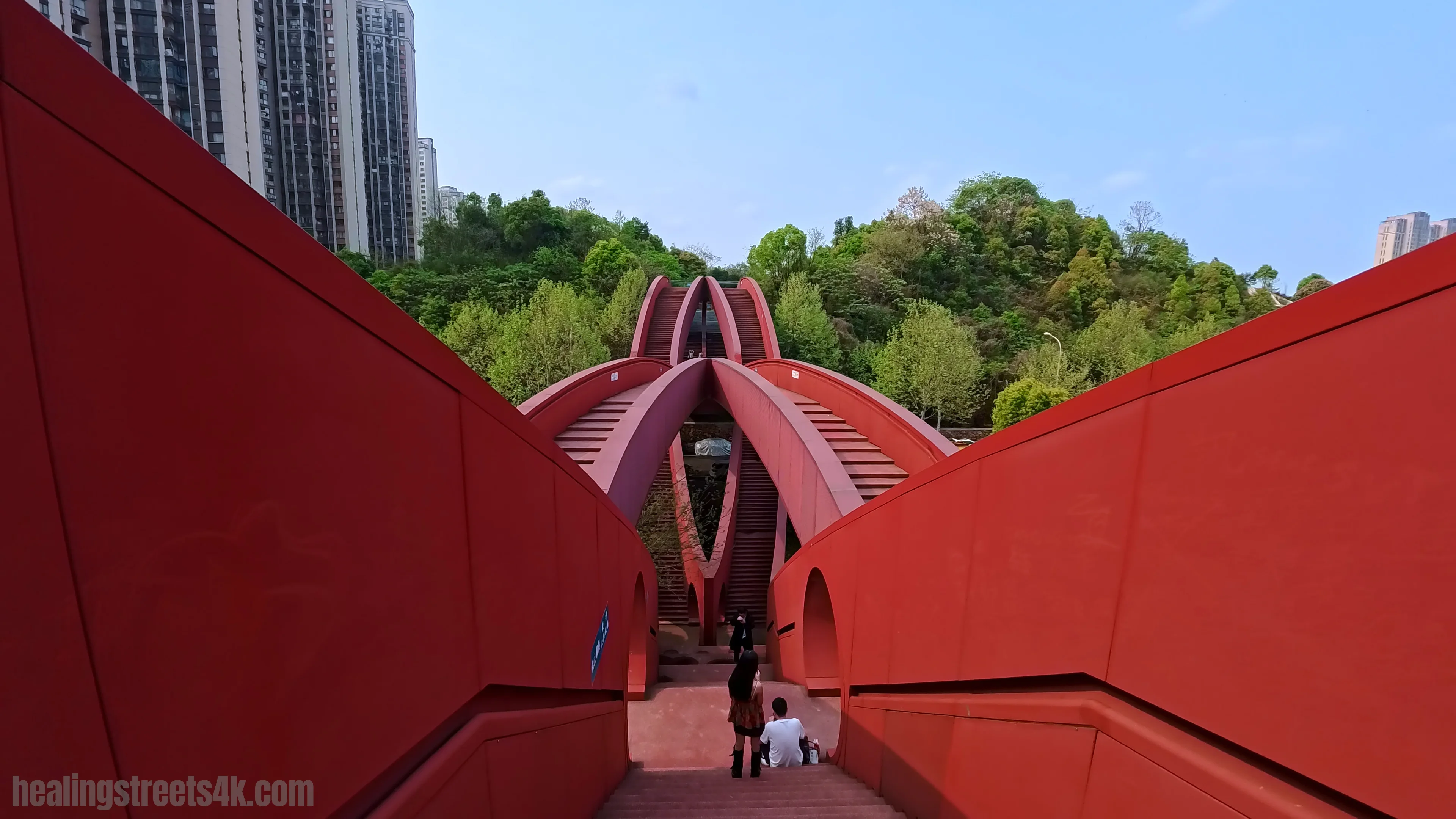 Top view of China Knot Bridge at Meixi Lake in Changsha, China